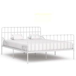 Cama solar con listones de metal blanco 200x200 cm