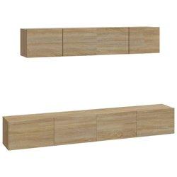 Set de muebles para TV 4 pzas madera contrachapada roble Sonoma vidaXL