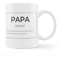 Fisura – Taza blanca con mensaje. Taza con definición padre, madre y abuelos. Taza de desayuno para regalar. Regalo original para padres. 350 ml. Variedad de modelos e idiomas.