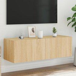 Mueble TV de pared con luces LED Sonoma Oak 100x35x31 cm