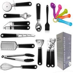 Juego De Cocina, Kit de 16 Utensilios para Cocina Acero Inoxidable Y Plastico ABS, Accesorios para Cocina,  Cuchara Para Helado, Cortapizza, Abrelata, Pinza Para Parrilla, Juego De Cucharas Medidoras MAS