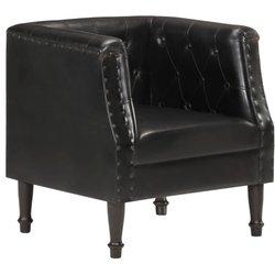 Sillón negro de cuero genuino