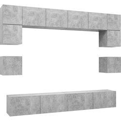 vidaXL Set muebles de salón TV 8 pzas madera ingeniería gris hormigón