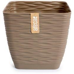 ARECA Wind - Maceta Decorativa Cuadrada 13 cm con Plato Integrado Taupe