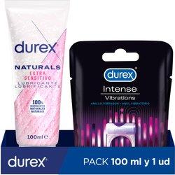 Durex Anillo Vibrador Intense Orgasmic Vibrations Estimulador Clítoris + Lubricante Naturals Extra Sensitivo  100% Natural