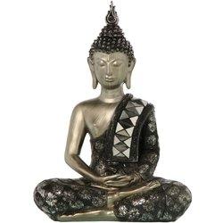 Figura Buda Resina Plata/Negro