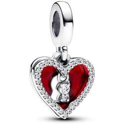 Charm Colgante Doble Corazón Rojo y Cerradura