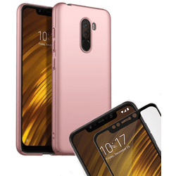 Kit Carcasa y Protector Cristal 5D Xiaomi Pocophone F1 SlimShield Rosa