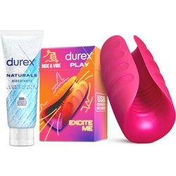 Durex - Masturbador de Pene, Vibrante y Suave, RIDE & VIBE + Lubricante Naturals Hidratante 100ml, Texturizado, Estriado, Juguete Sexual, Resistente al Agua