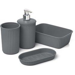 TATAY Baobab - Set Organización Baño de 4 Piezas en Plástico PP05. Gris Antracita