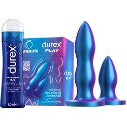 Durex Set de Plugs Anales DEEP & DEEPER +  Lubricante Original H2O 50 ml, Juguete Sexual, Resistente al Agua, Set 2 Tamaños