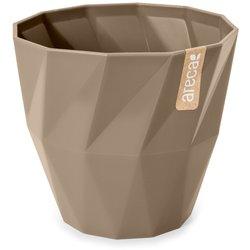 ARECA Quartz - Maceta Redonda Decorativa 19 cm con Textura Taupe