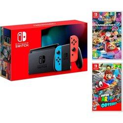 Nintendo Consola Switch Rojo / Azul Neón V2 + Juego Super Mario Odyssey + Juego Mario Kart 8 Deluxe Super Mario Pack