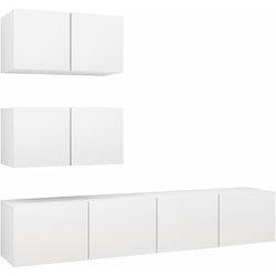 Vidaxl - Juego de mueble para tv de 4 piezas aglomerado blanco Blanco