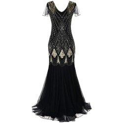 Vestido largo de estilo flapper con flecos y lentejuelas vintage de los años 20 para mujer, vestido largo formal de noche para boda, vestido de fiesta Cockt