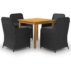 Conjunto 5 de comedor para jardín VIDAXL negro