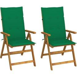 Conjunto 2 Silla de jardín VIDAXL Verde Madera (57x69x111 cm)