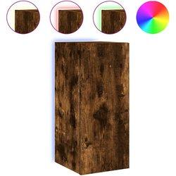 Mueble TV de pared con luces LED Smoke Oak 30,5x35x70 cm