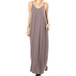 Vestido largo maxi de playa de verano sin mangas con cuello en V profundo informal para mujer