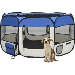 Caja plegable para perros con bolsa de transporte azul 125x125x61 cm