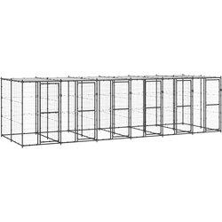 vidaXL Perrera de exterior de acero con techo 14,52 m²