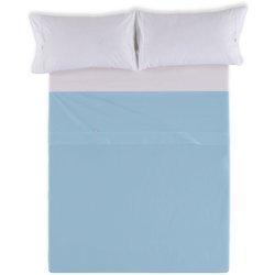 Sábana Encimera 100% Algodón Azul Celeste Para Cama De 200 Cm