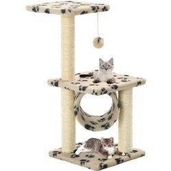 vidaXL RASCADOR PARA GATOS CON POSTE DE SISAL 65 CM HUELLAS BEIGE