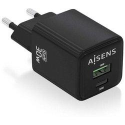 Cargador de Pared AISENS ASCH-30W2P038-BK (Negro - USB-C x 1)