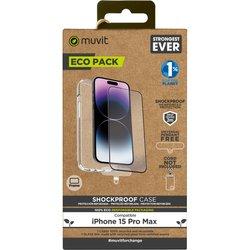 Carcasa + Protector de Pantalla para iPhone 15 Pro Max MUVIT FOR CHANG Transparente