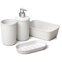 SET VASO+DOSIFICADOR+JABON+ORGANIZ. 0,7L BAOBAB /  BLANCO PERGAMON