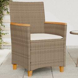 Conjunto 2 Silla De Jardín VIDAXL Beige Poli Ratán (59x61x90 cm)