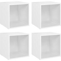 Mueble TV 4 piezas blanco 37x35x37 cm madera multicapa