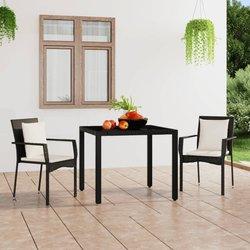 Sillas de jardín con almohadas 2 PC en Polyrattan negro