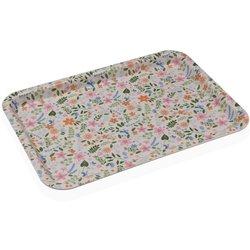 Bandeja Avalon Polietileno  Blanca con Florecillas Multicolor, Vintage( 38x27x2 cm)