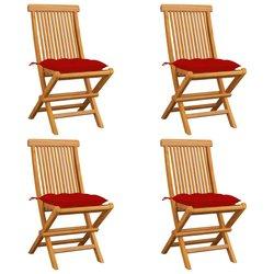 Conjunto 4 Silla de exterior VIDAXL Rojo Teca (47x60x89 cm)