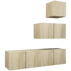 Juego de muebles de TV 4 piezas Sonoma Wood Oak Multilayer