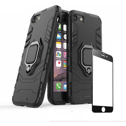 Kit Funda y Protector Cristal 5D iPhone 7, 8 Military Defender Negro