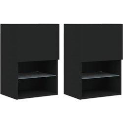 vidaXL Muebles de TV con luces LED 2 uds negro 40,5x30x60 cm