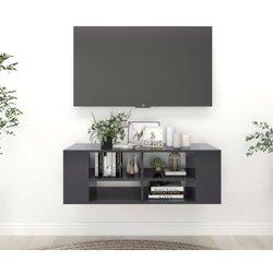 Mueble de TV gris 102x35x35 cm de madera multicapa