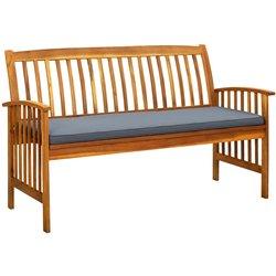 Banco de jardín con almohada 147cm madera maciza de Acacia