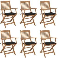 Conjunto 6 Silla de jardín VIDAXL Negro Madera (54x57x91 cm)