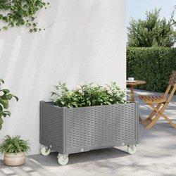 Jardinera con ruedas gris claro 80x50x54 cm PP