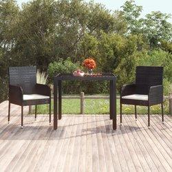 Mesa de jardín en vidrio negro 90x90x75 cm Polyrattan