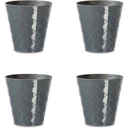 Palm Set de 4 Macetas Redondas Decorativas 13 cm con Textura. Gris ARECA