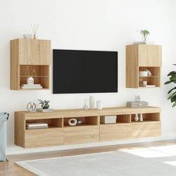 Mueble TV con luces LED 2 piezas Roble Sonoma 40,5x30x60 cm