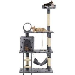 Árbol para Gatos y Rascadores Sisal 140cm Patas Impresas Gris