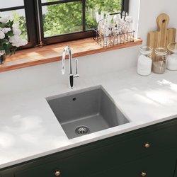 Fregadero de cocina granito solo baño gris