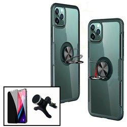 Kit Funda, Soporte y Protector de Cristal Templado iPhone XS Max Clear Armor Transparente y Negro