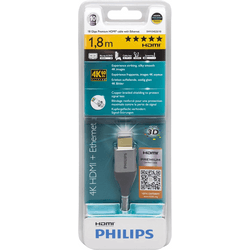 Cable HDMI PHILIPS (HDMI - HDMI - 1.8 m - Gris)