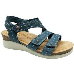 Clarks - Sandalias de Mujer Azules con Velcro y Plataforma de 3-6cm